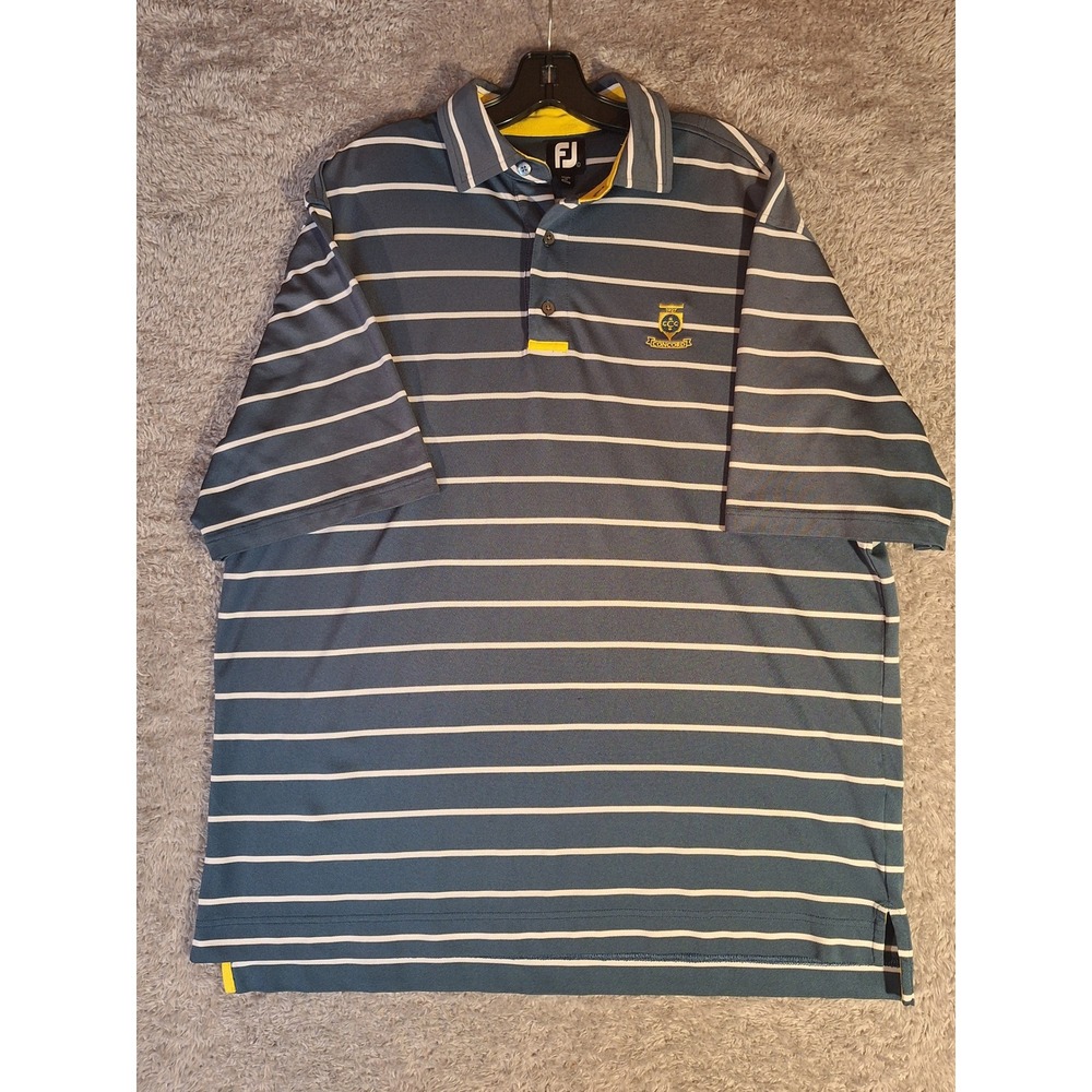 FootJoy Mens Large Blue Striped ProDry Golf Polo Concord Country Club Embroider